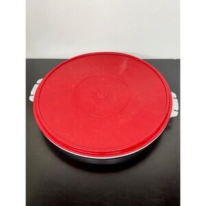 Tupperware 405-9 Red Divided Party Veg Relish Serving Tray Lid 224-19 USA 13"×2"